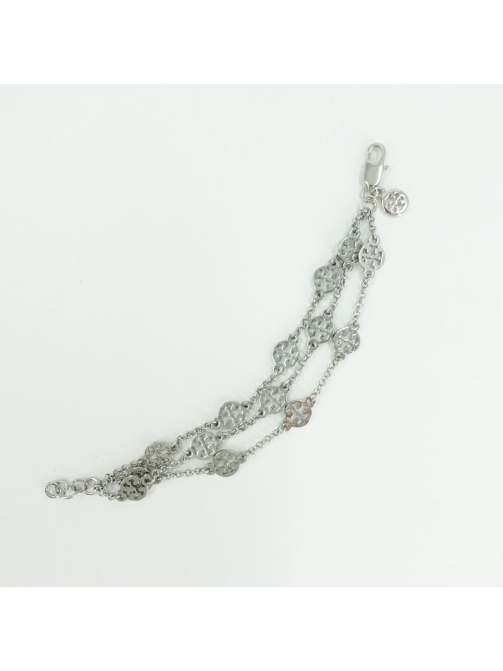 Tory Burch T-Logo Triple Strand Layered Bracelet Silver